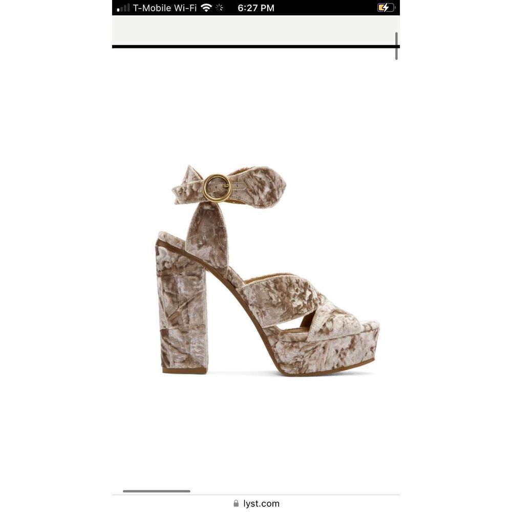 CHLOE Blush, crushed velvet, high platform, leaf detail, heels, size 40 (9)